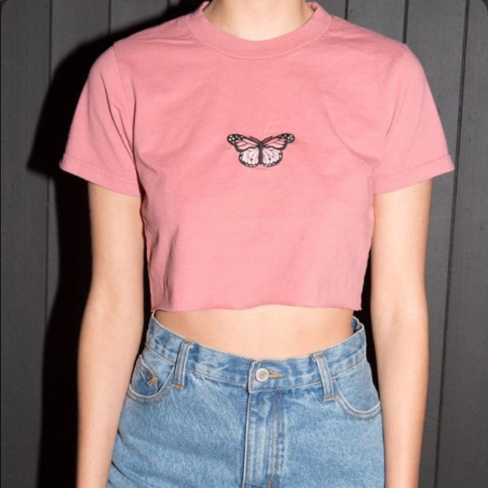 Pink cropped Brandy Melville t-shirt
